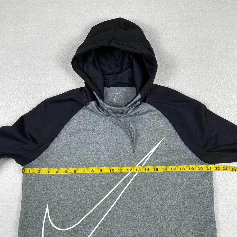 Nike Sweatshirt Womens Large Gray Black Dri Fit Pullover Training Hoodie Casual‎